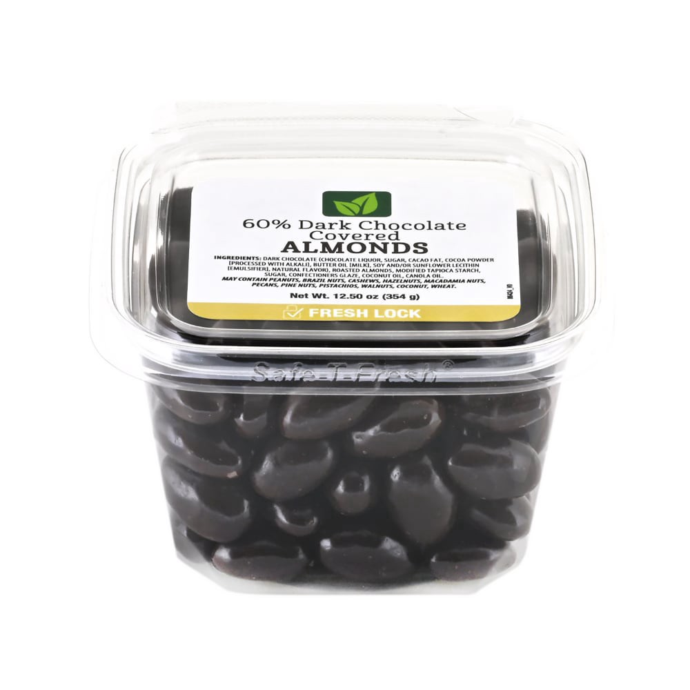slide 1 of 1, Stock & Barrel 60% Dark Chocolate Almonds, 12.5 oz