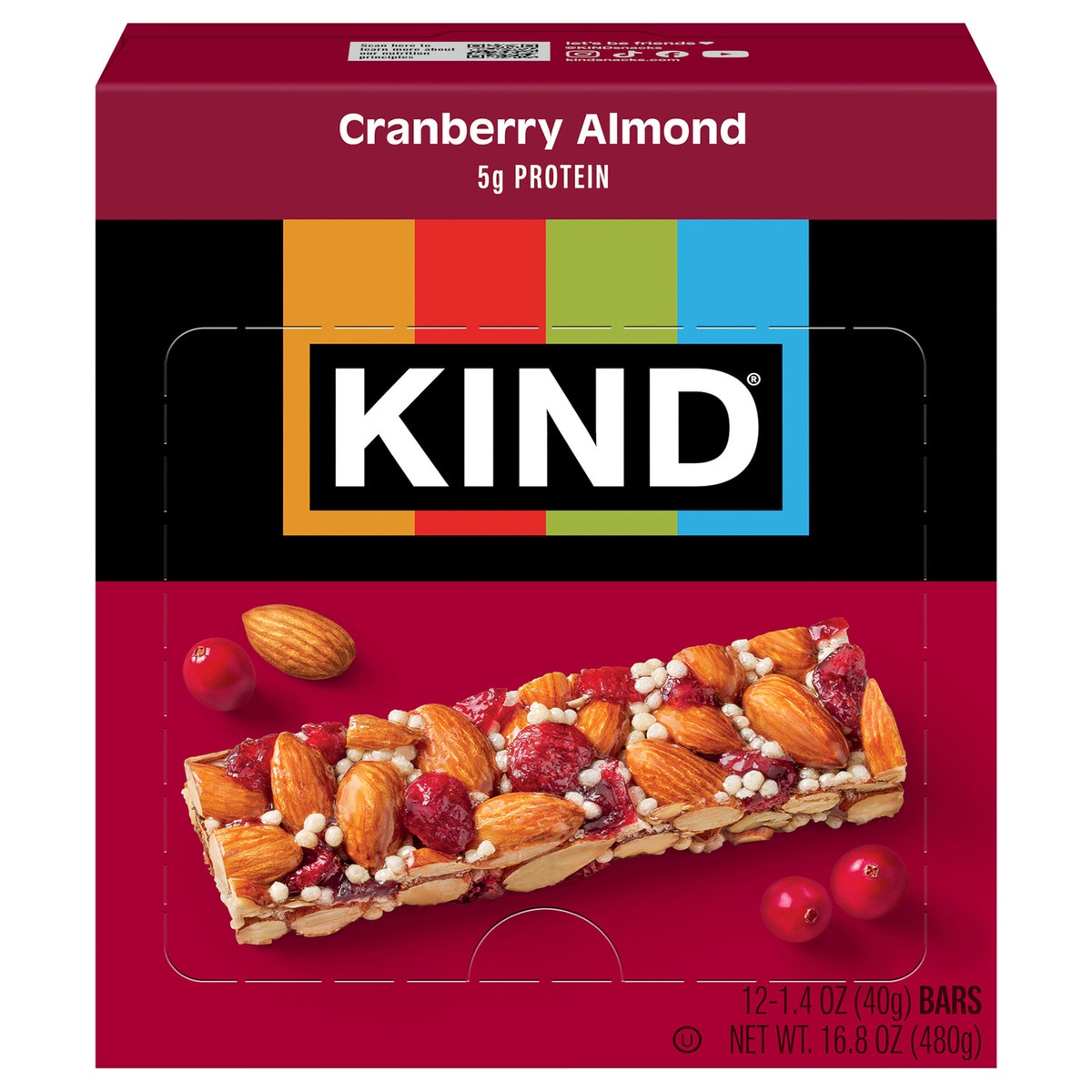 slide 1 of 9, KIND Cranberry Almond Fruit and Nut Bars, 16.8 oz