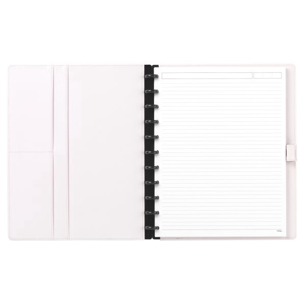 slide 3 of 6, TUL® Discbound Notebook With Die-Cut Leather Cover, Letter Size, Narrow Ruled, 60 Sheets, Pink/Rose Gold, 1 ct