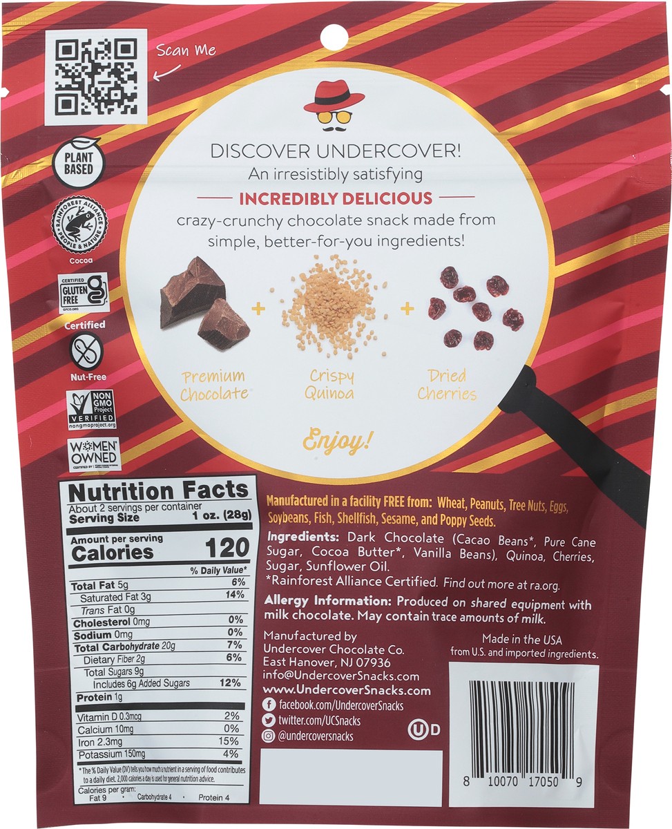 slide 9 of 9, Undercover Dark Chocolate + Cherries Chocolate Quinoa Crisps - 2 oz, 2 oz