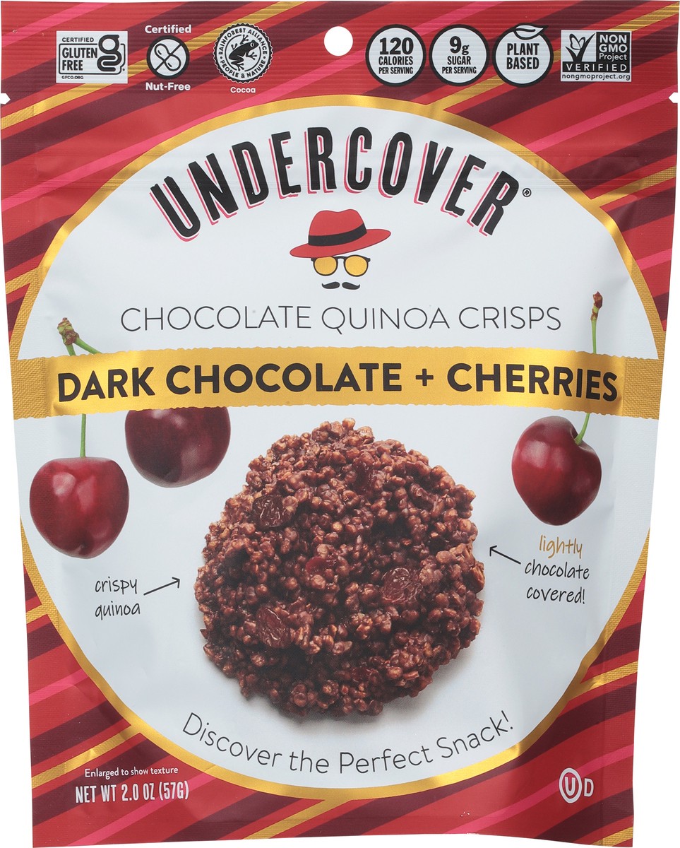 slide 3 of 9, Undercover Dark Chocolate + Cherries Chocolate Quinoa Crisps - 2 oz, 2 oz
