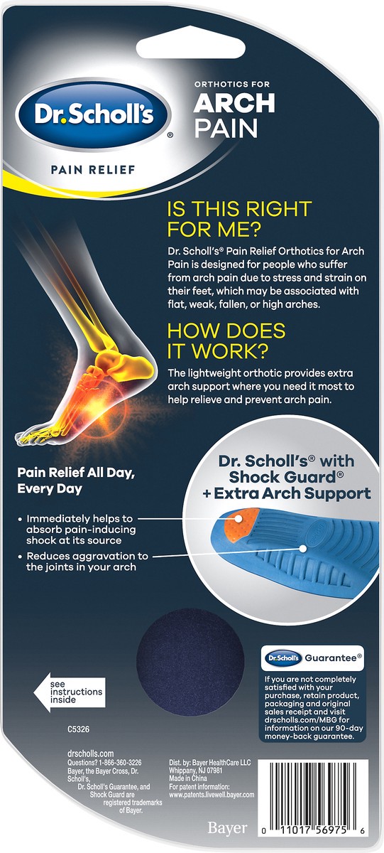 slide 3 of 5, Dr. Scholl's Orthotics for Arch Pain Size 8-12 Men's Insoles 1 ea, 1 pair