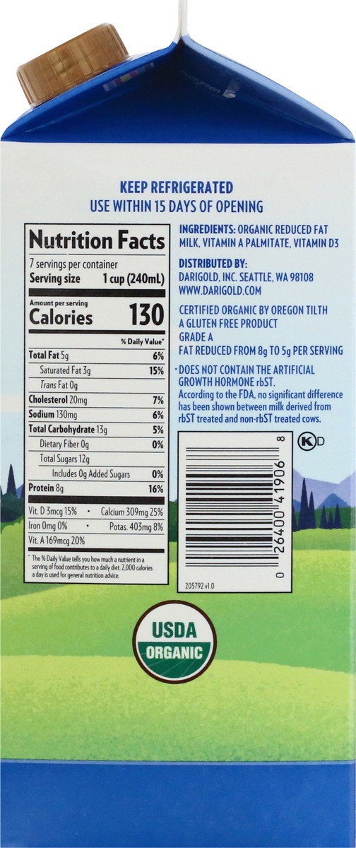 slide 5 of 9, Darigold 2% Reduced Fat Organic Milk - 59 fl oz, 59 fl oz