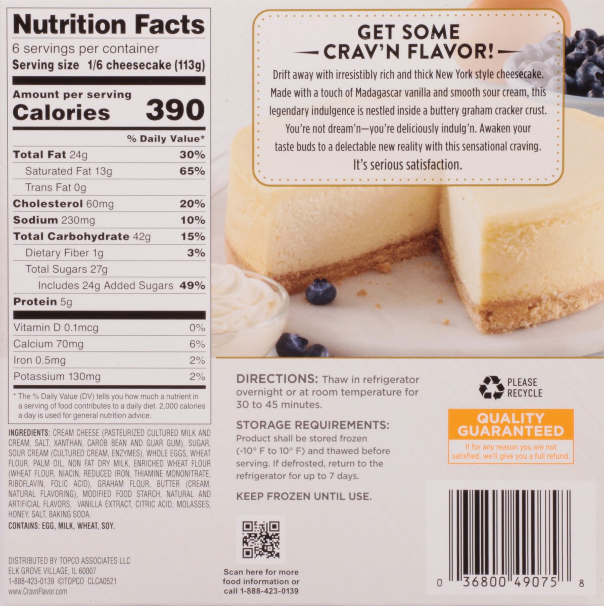 slide 2 of 9, Crav'n Flavor New York Style Classic Cheesecake 24 oz, 