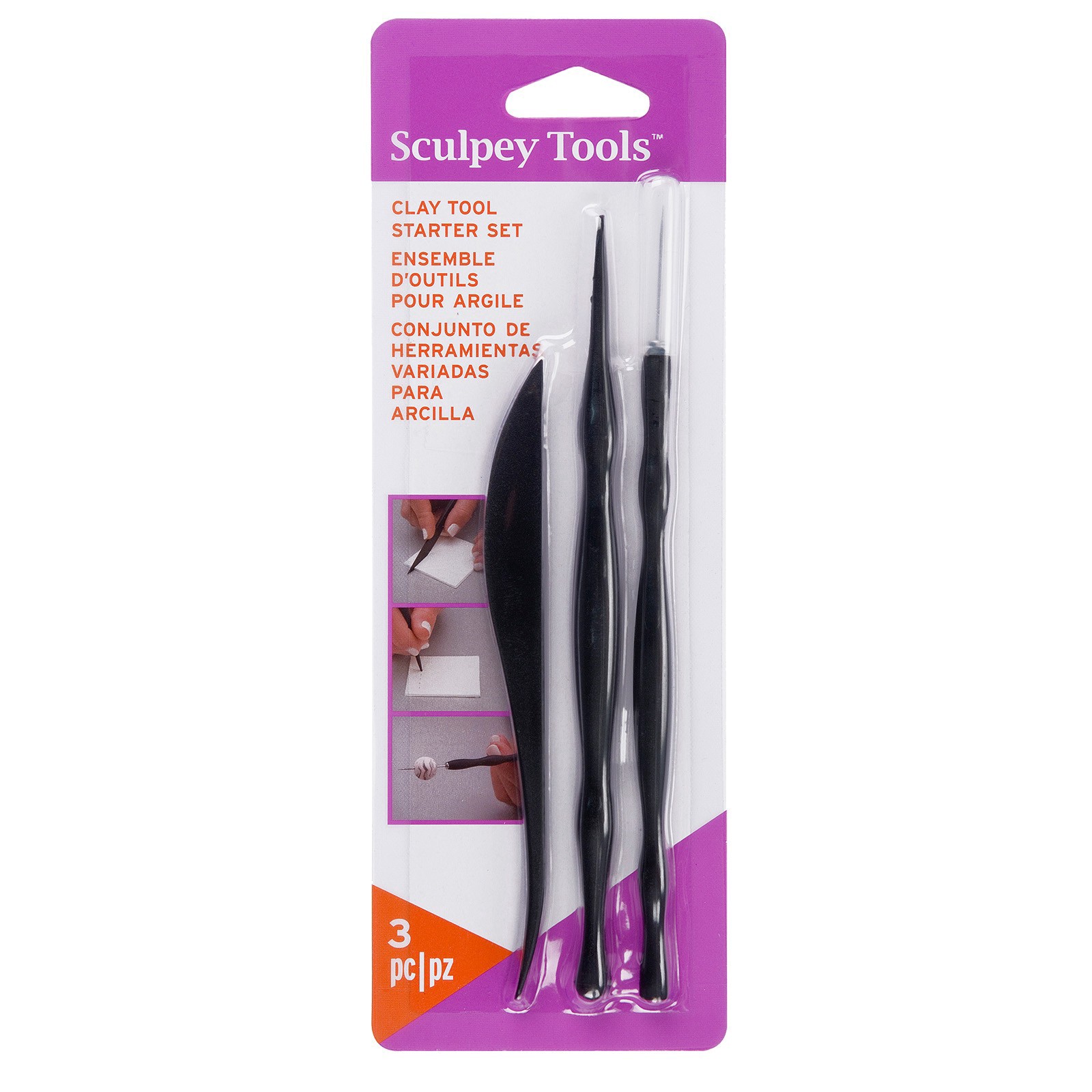 slide 5 of 8, Sculpey Tools Clay Tool Starter Set, 3 dual-end tools