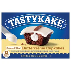 Tastykake Buttercreme Cupkakes, Buttercreme Iced Chocolate Cupcakes,2.375 oz, 2 Count