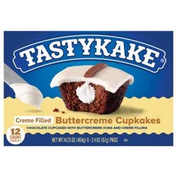 Tastykake Buttercreme Cupkakes, Buttercreme Iced Chocolate Cupcakes,2.375 oz, 2 Count