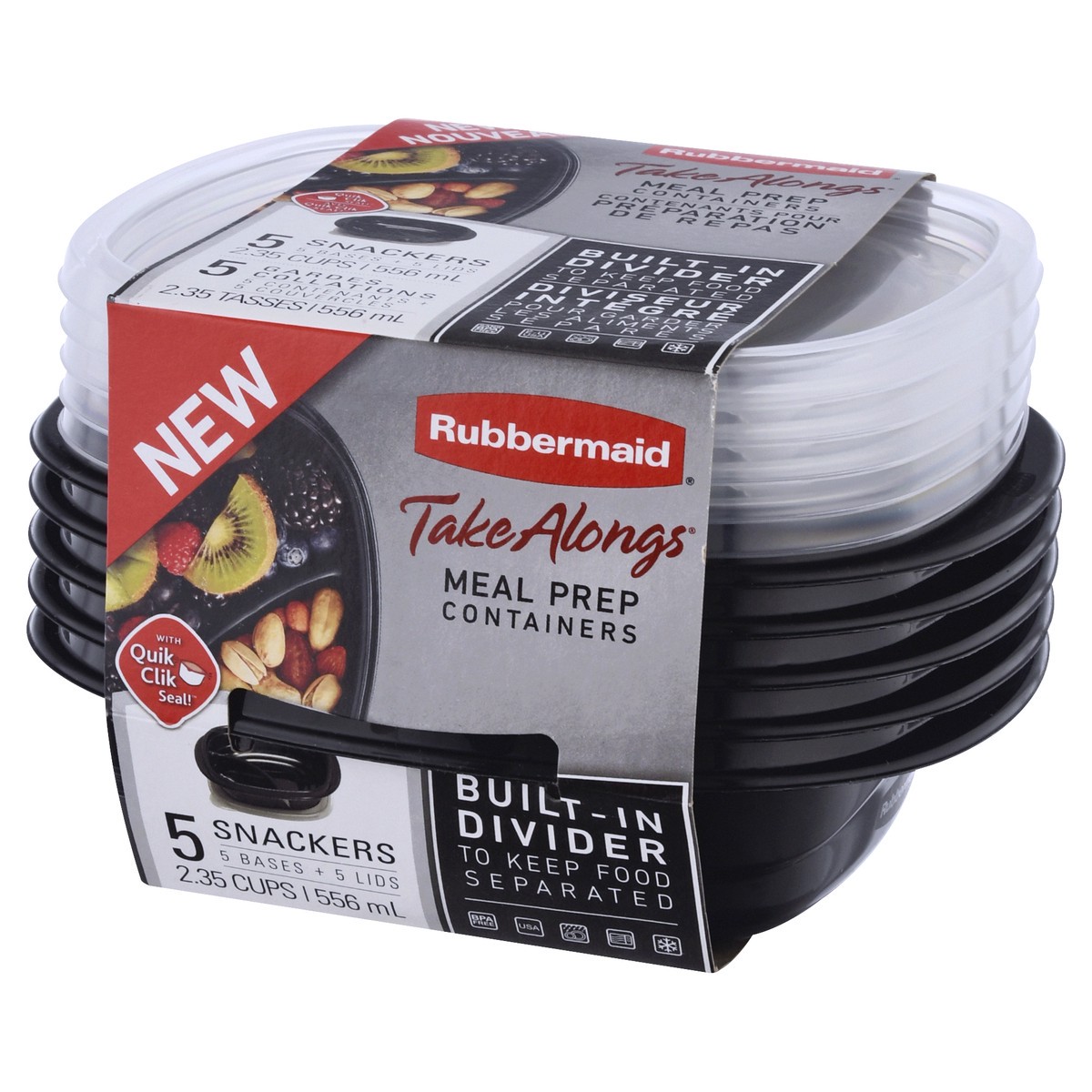 slide 2 of 11, Rubbermaid Divided Tka Snack Containers, 5 ct