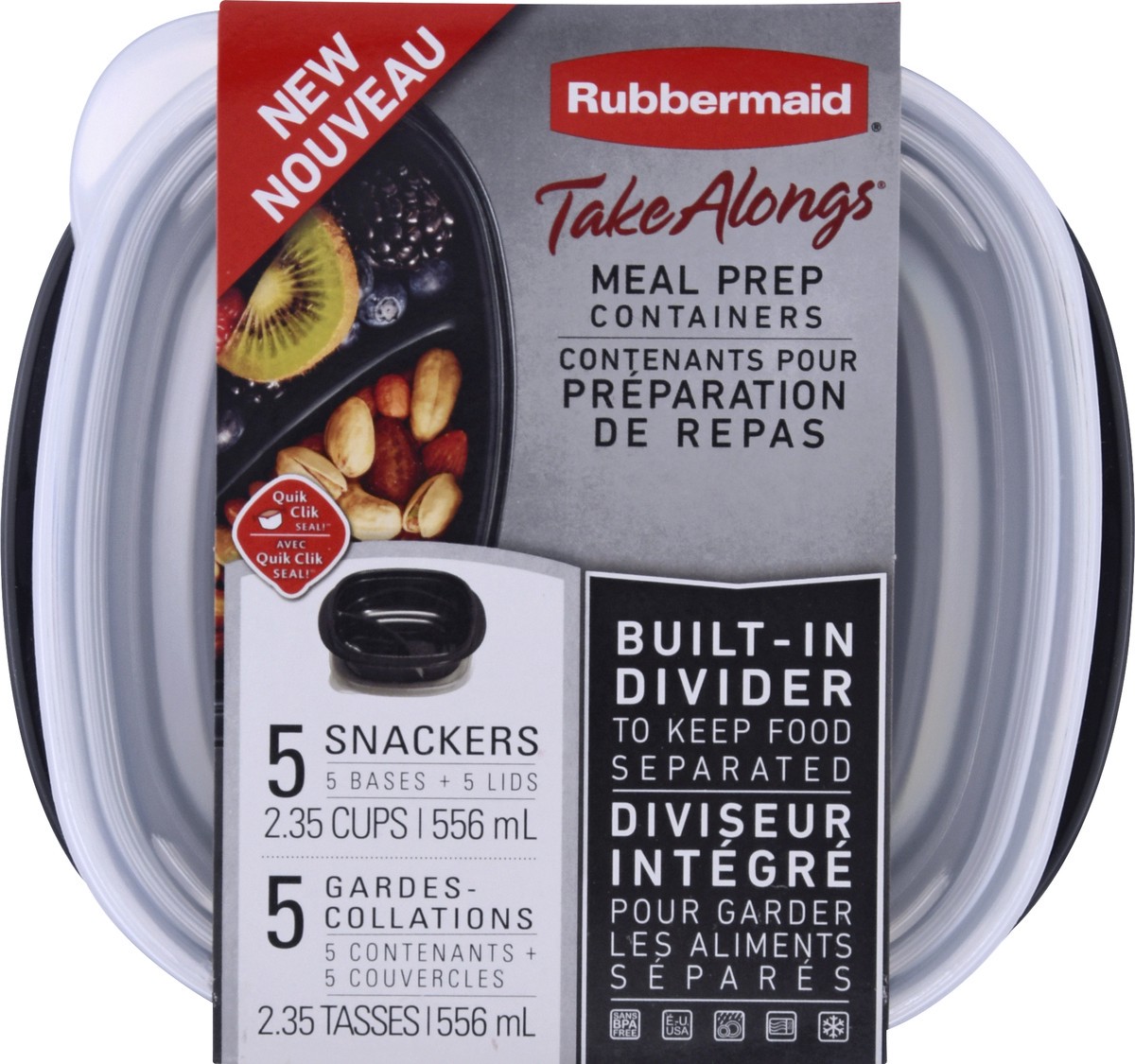 slide 7 of 11, Rubbermaid Divided Tka Snack Containers, 5 ct