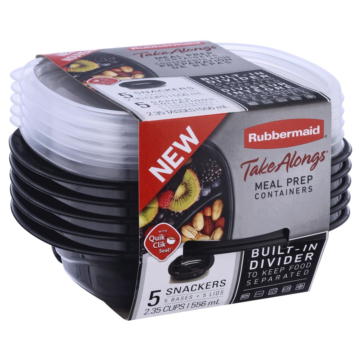 slide 3 of 11, Rubbermaid Divided Tka Snack Containers, 5 ct