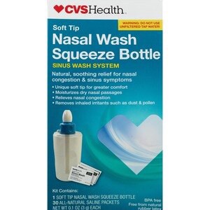 slide 1 of 1, CVS Health Soft Tip Nasal Wash Squeeze Bottle Sinus Wash System, 0.1 oz