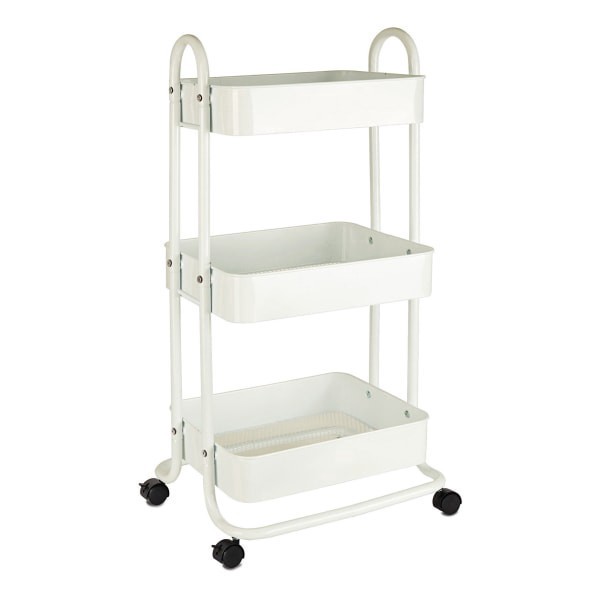 slide 2 of 4, Realspace® Mobile 3-Tier Storage Cart, 35-5/8""H x 17-15/16""W x 14-5/16""D, Off-White, 1 ct
