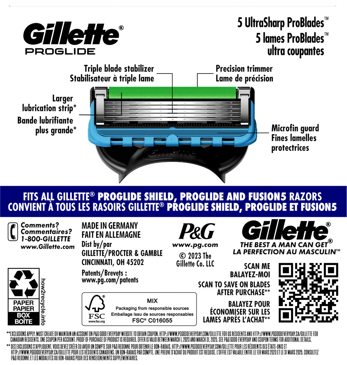 slide 2 of 3, Gillette Fusion ProGlide Power Men's Razor Blade Refills, 4 ct