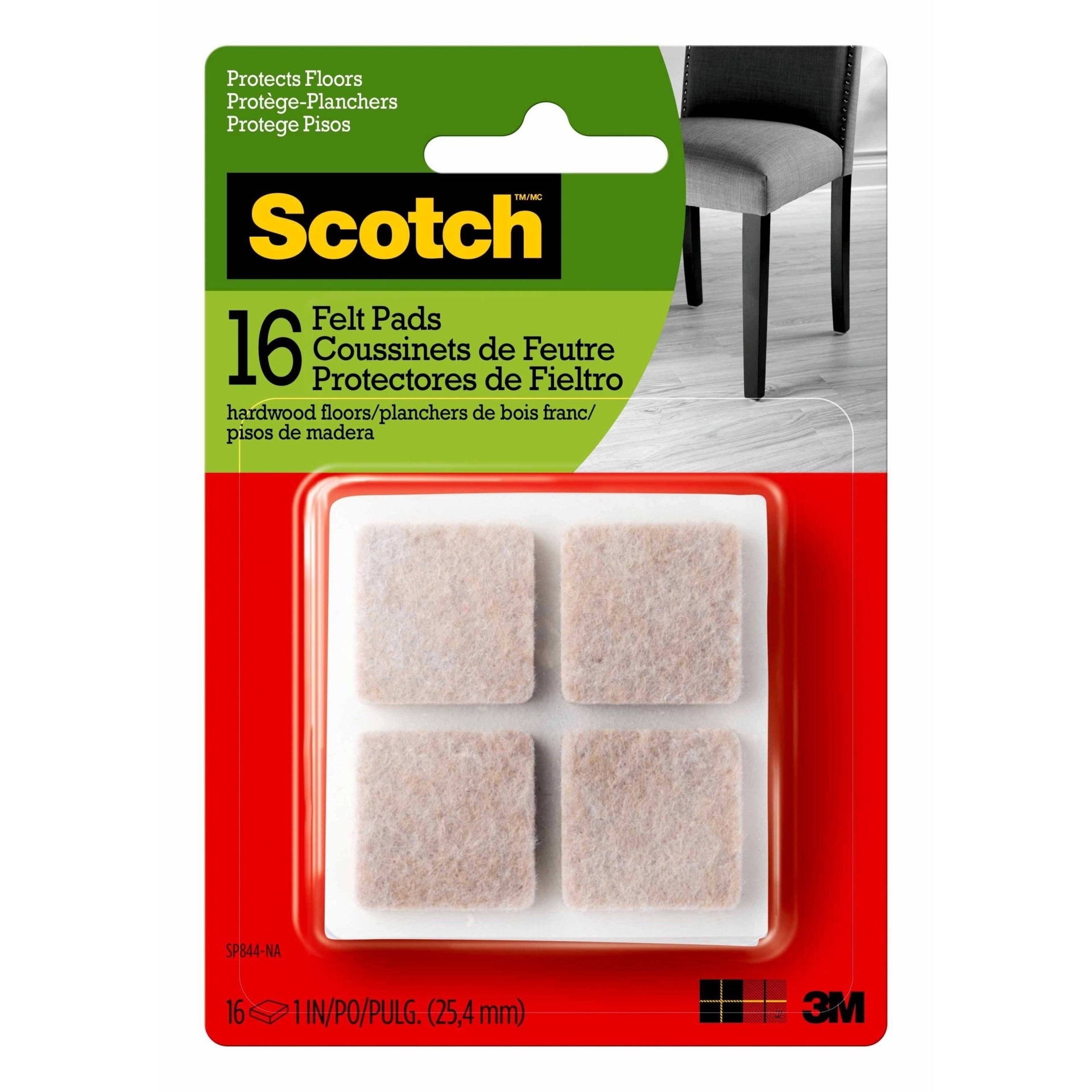 slide 1 of 1, Scotch Felt Pads Beige Square 1 inch, 1 ct