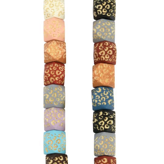 slide 1 of 3, Multicolored Cheetah Print Wood Cube Beads, 12.5mm By Bead Landing, 12.5mm