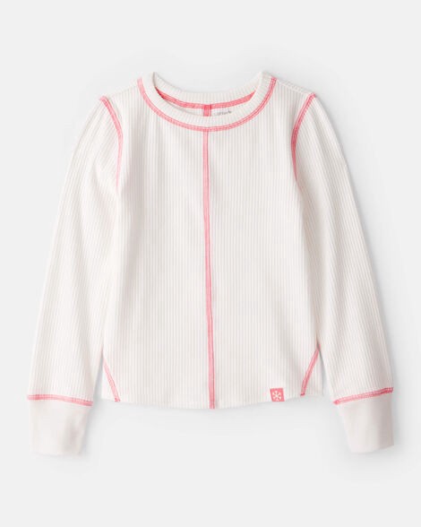 slide 1 of 2, Carter's Girls Active Rib Long-Sleeve Top - Cream White 12, 1 ct