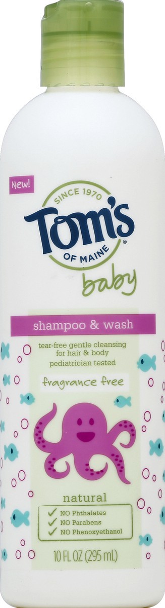 slide 2 of 2, Tom's of Maine Baby Shampoo & Bodywash - Fragrance Free, 10 oz