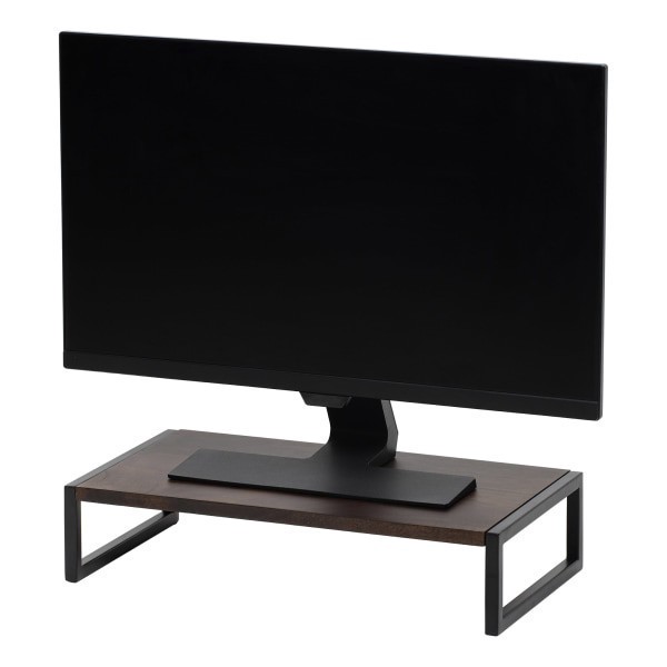 slide 3 of 6, Realspace® Acadia Wood/Metal Monitor Stand, 4-1/2""H x 21-1/2""W x 10""D, Walnut/Black, 1 ct