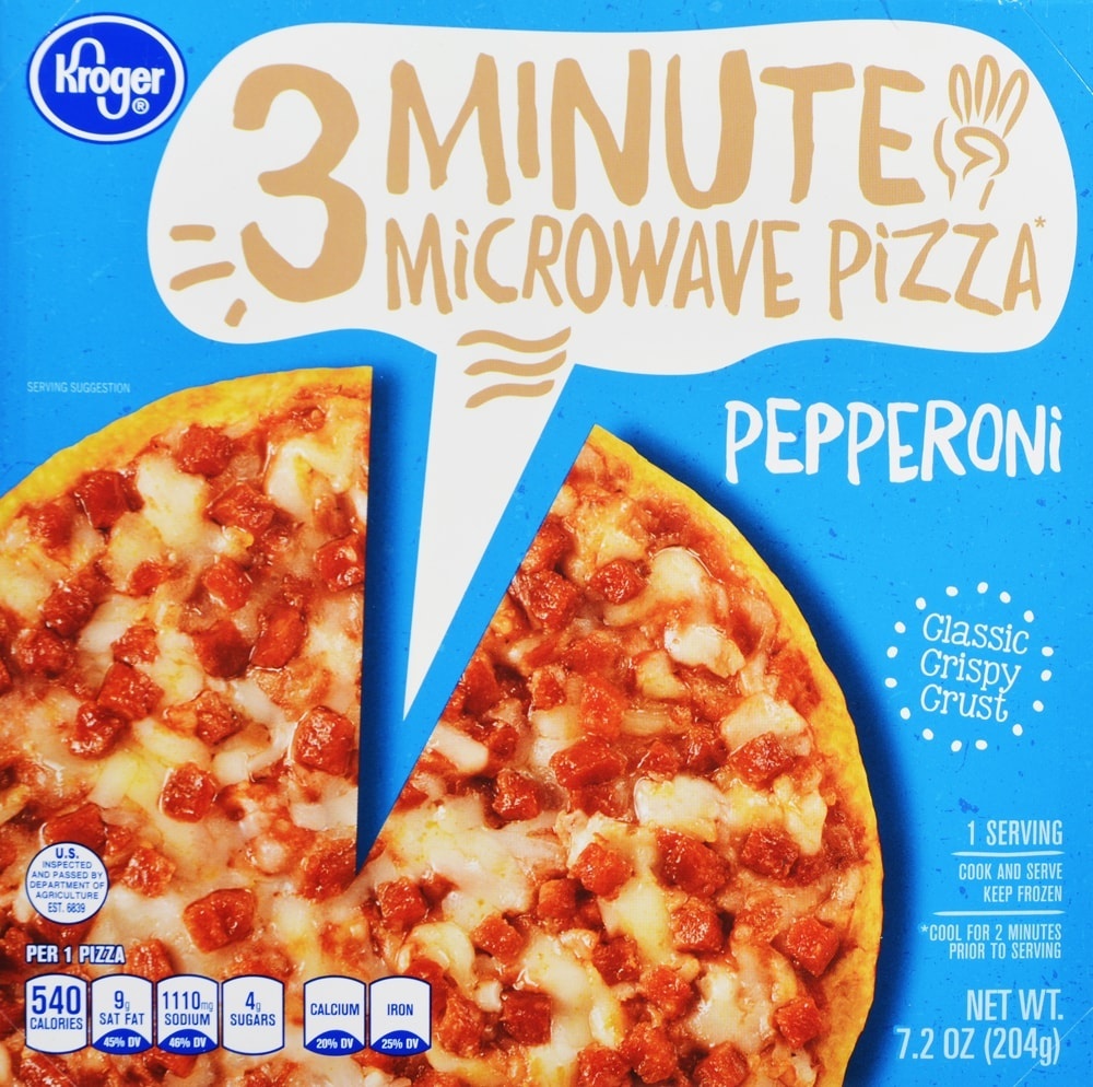 slide 1 of 1, Kroger 3 Minute Microwave Pepperoni Pizza, 7.2 oz