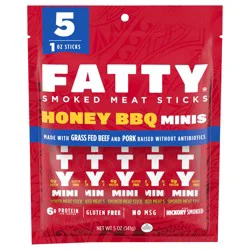 Fatty Honey BBQ Mini Smoked Meat Sticks, 5 pack (5 oz)