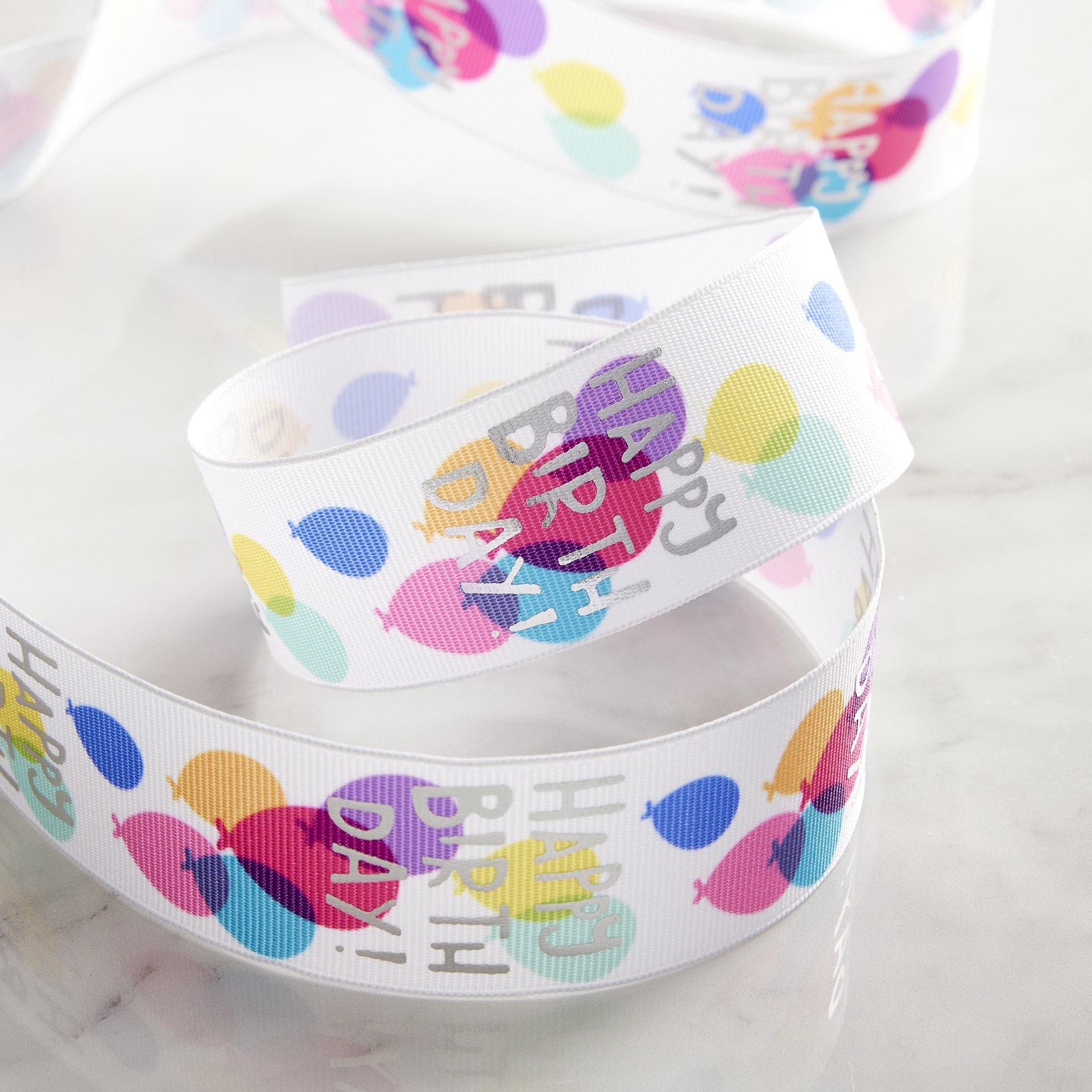 slide 2 of 4, 1.5" X 2yd. Happy Birthday Wired Grosgrain Ribbon By Celebrate It, 1.5 in x 2 yd