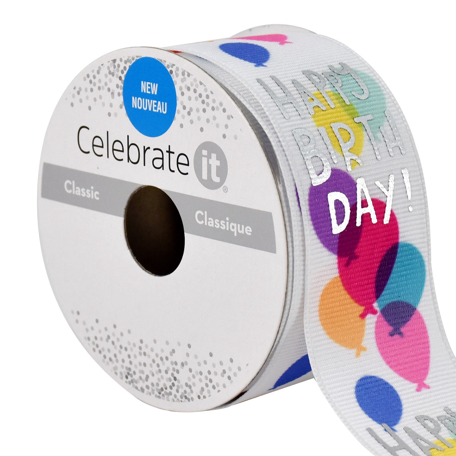 slide 4 of 4, 1.5" X 2yd. Happy Birthday Wired Grosgrain Ribbon By Celebrate It, 1.5 in x 2 yd