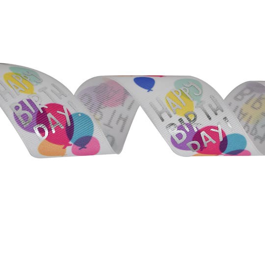 slide 1 of 4, 1.5" X 2yd. Happy Birthday Wired Grosgrain Ribbon By Celebrate It, 1.5 in x 2 yd