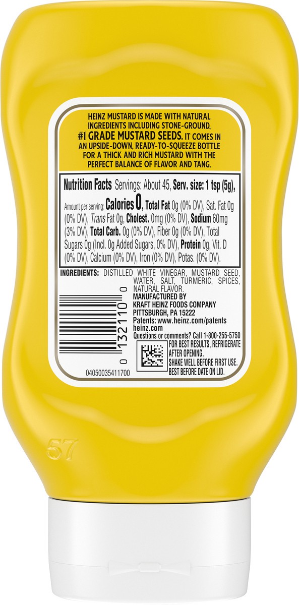 slide 4 of 9, Heinz 100% Natural Yellow Mustard, 8 oz Bottle, 8 oz