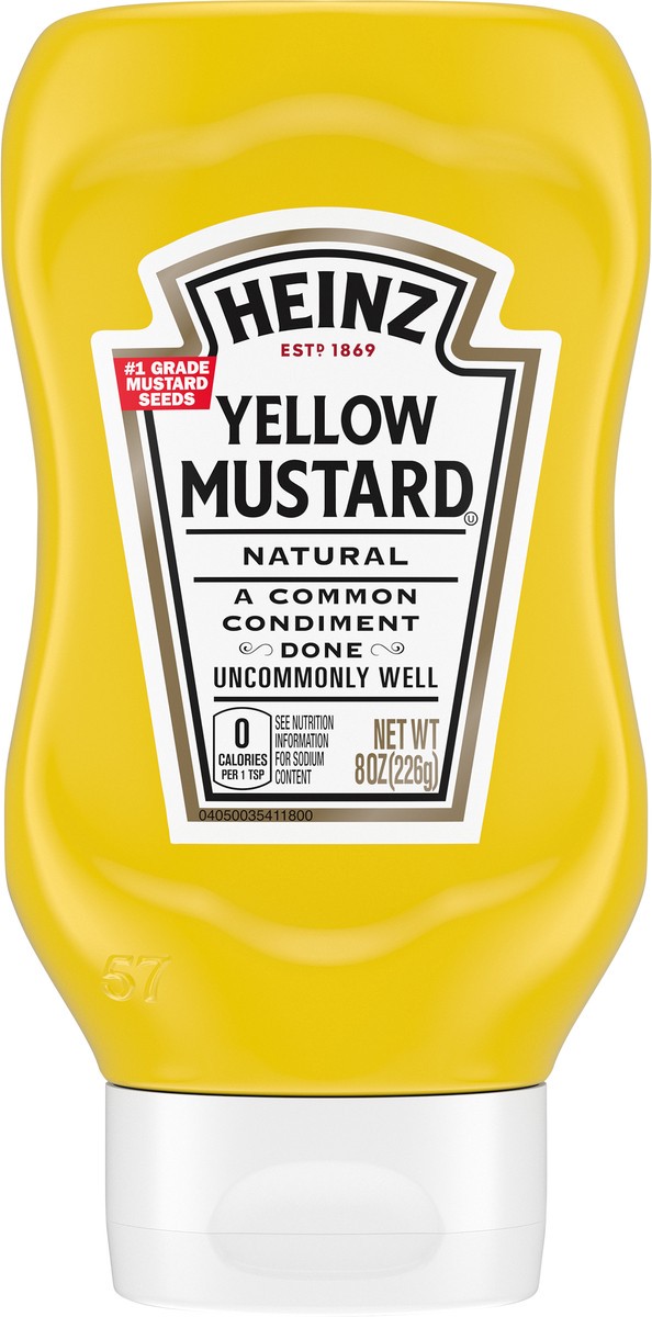 slide 2 of 9, Heinz 100% Natural Yellow Mustard, 8 oz Bottle, 8 oz