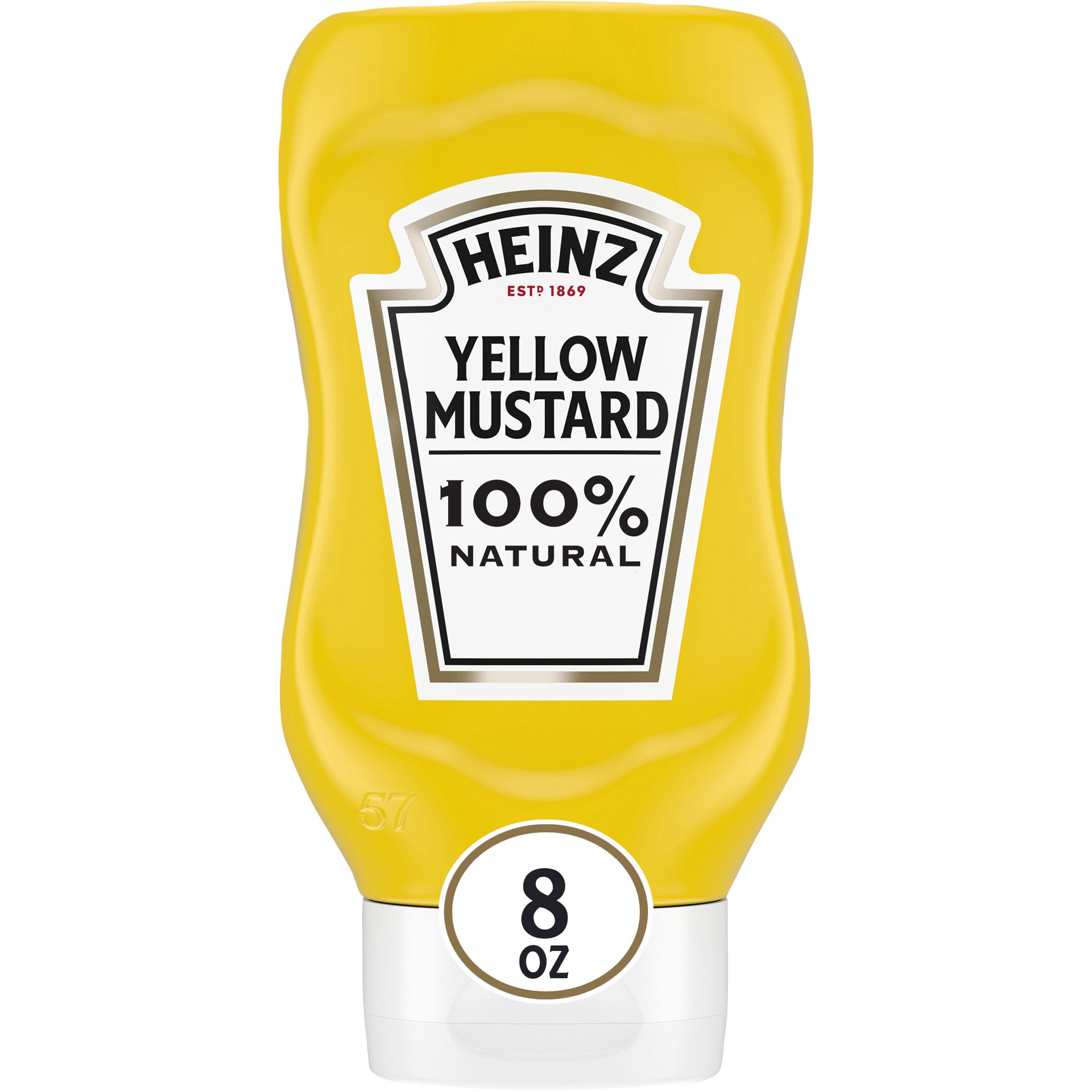 slide 1 of 9, Heinz 100% Natural Yellow Mustard, 8 oz Bottle, 8 oz