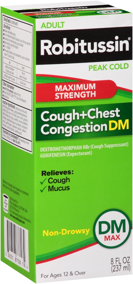 slide 1 of 1, Robitussin Cough + Chest Maximum Strength Medicine, 8 fl oz