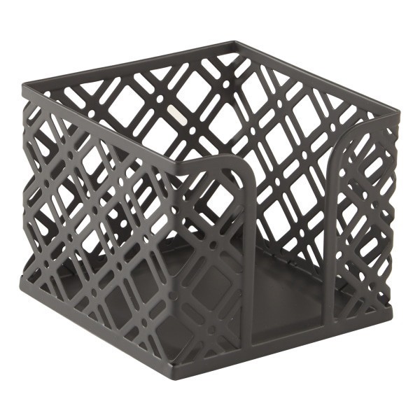 slide 2 of 4, Realspace® Streya Cut-Metal Memo Holder, 3""H x 3-3/4""W x 3-3/4""D, Gray, 1 ct