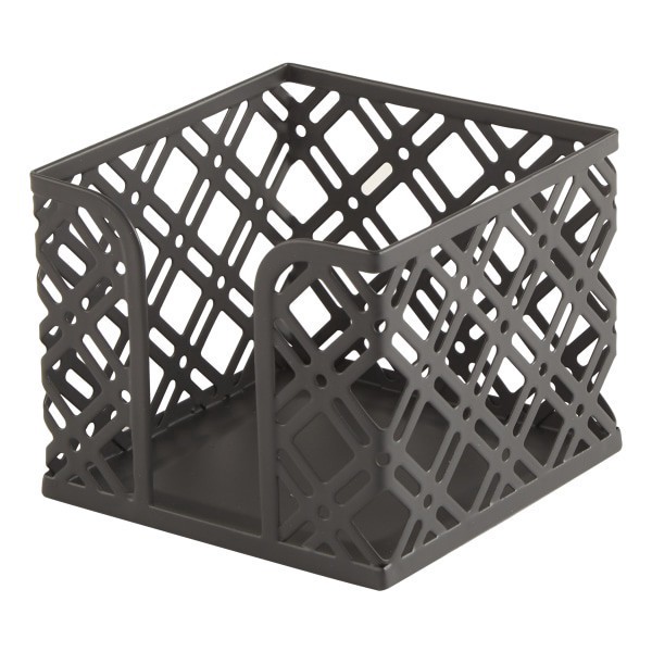 slide 3 of 4, Realspace® Streya Cut-Metal Memo Holder, 3""H x 3-3/4""W x 3-3/4""D, Gray, 1 ct