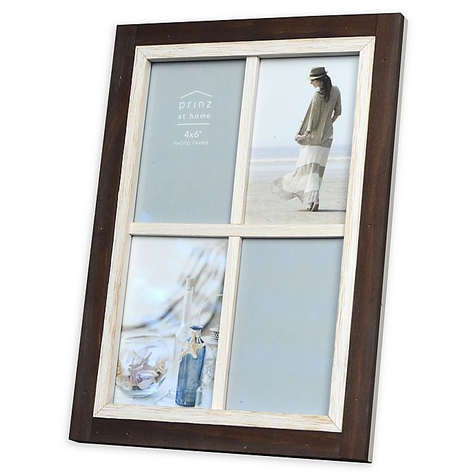 slide 1 of 1, Prinz Shoreline 4-Photo Picture Frame - White/Brown, 4 in x 6 in