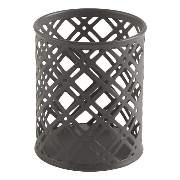 slide 2 of 3, Realspace® Streya Cut-Metal Pen Cup, 4""H x 3-1/4""W x 3-1/4""D, Gray, 1 ct