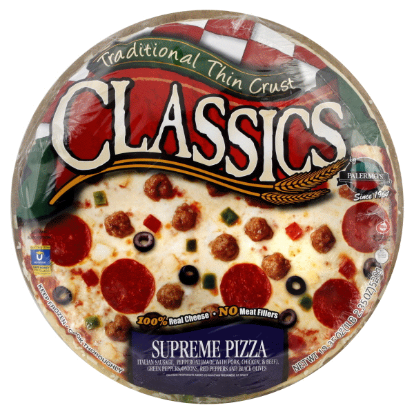 slide 1 of 1, Palermo's Classics Classics By Palermo's Supreme Thin Crust Pizza, 11.7 oz