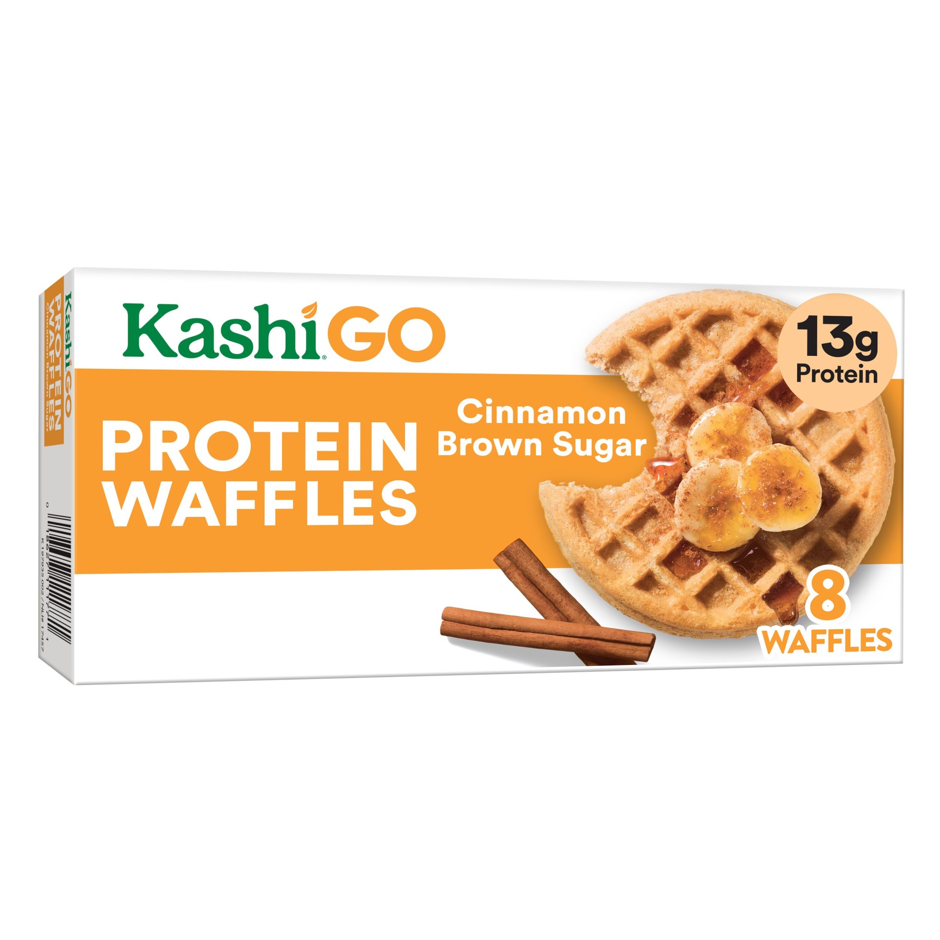 slide 1 of 5, Kashi Frozen Protein Waffles, Whole Grain Waffles, Frozen Breakfast, Cinnamon Brown Sugar, 10.7 oz