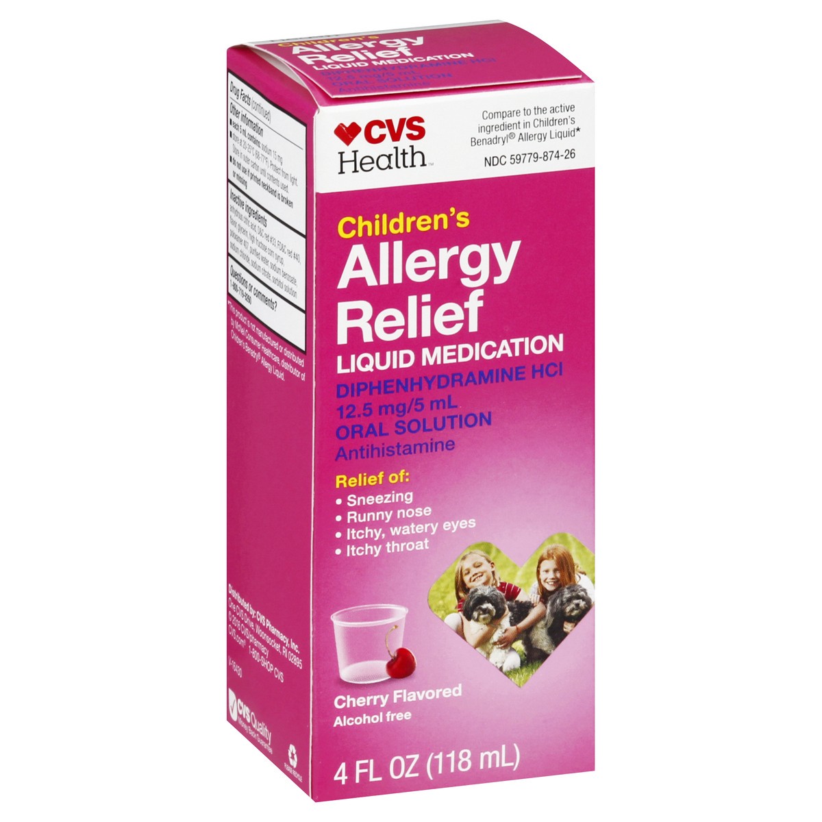 slide 9 of 9, CVS Health Children's Allergy Relief; Diphenhydramine Hydrochloride Oral Solution, Cherry Flavor, 4 Oz, 4 oz