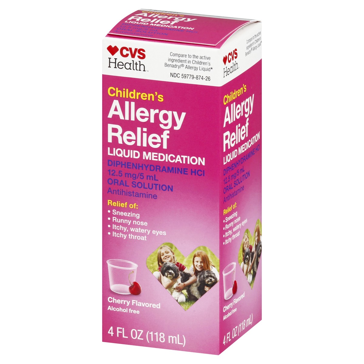 slide 2 of 9, CVS Health Children's Allergy Relief; Diphenhydramine Hydrochloride Oral Solution, Cherry Flavor, 4 Oz, 4 oz