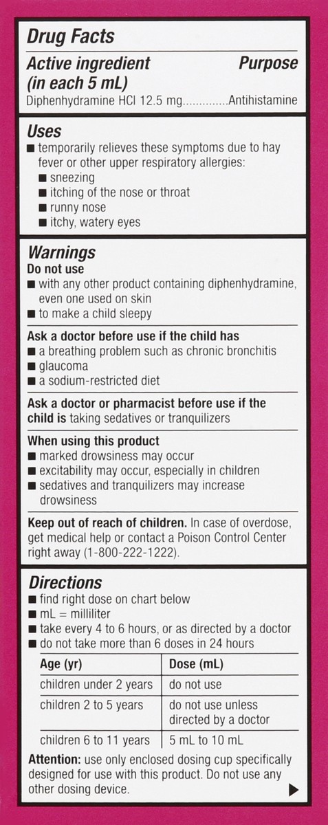 slide 4 of 9, CVS Health Children's Allergy Relief; Diphenhydramine Hydrochloride Oral Solution, Cherry Flavor, 4 Oz, 4 oz