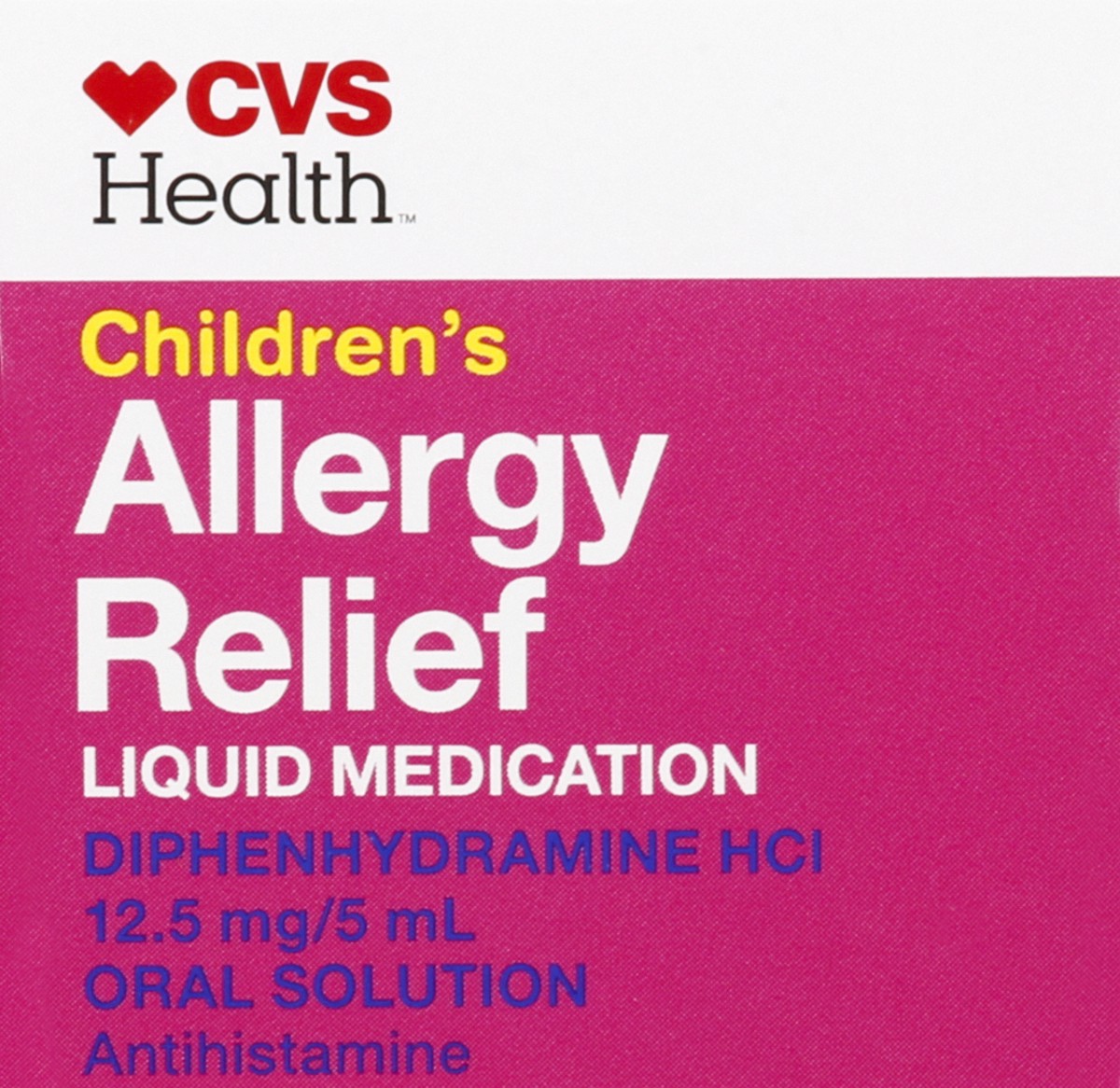 slide 8 of 9, CVS Health Children's Allergy Relief; Diphenhydramine Hydrochloride Oral Solution, Cherry Flavor, 4 Oz, 4 oz