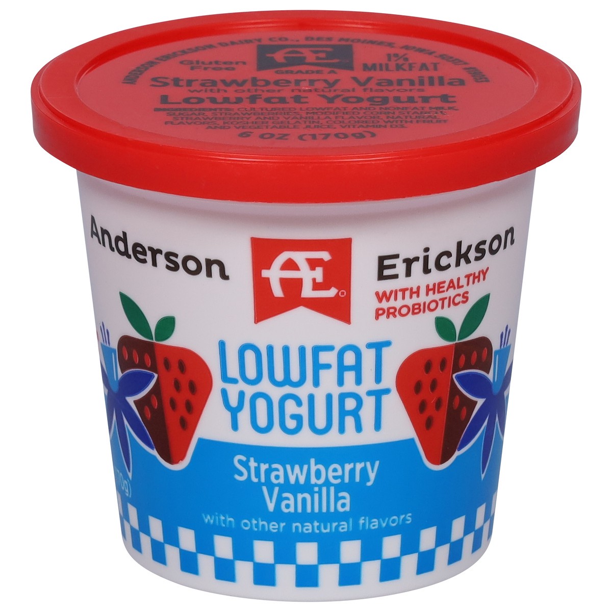 slide 1 of 9, Anderson Erickson Dairy Lowfat Strawberry Vanilla Yogurt 6 oz, 6 oz