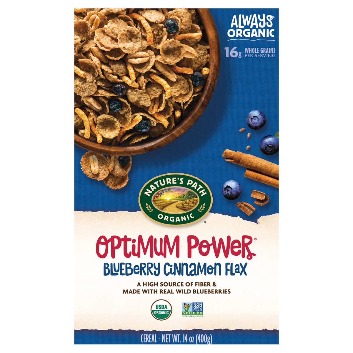 slide 1 of 3, Nature's Path Cereal Optimum Bluebrry Cinn O, 14 oz