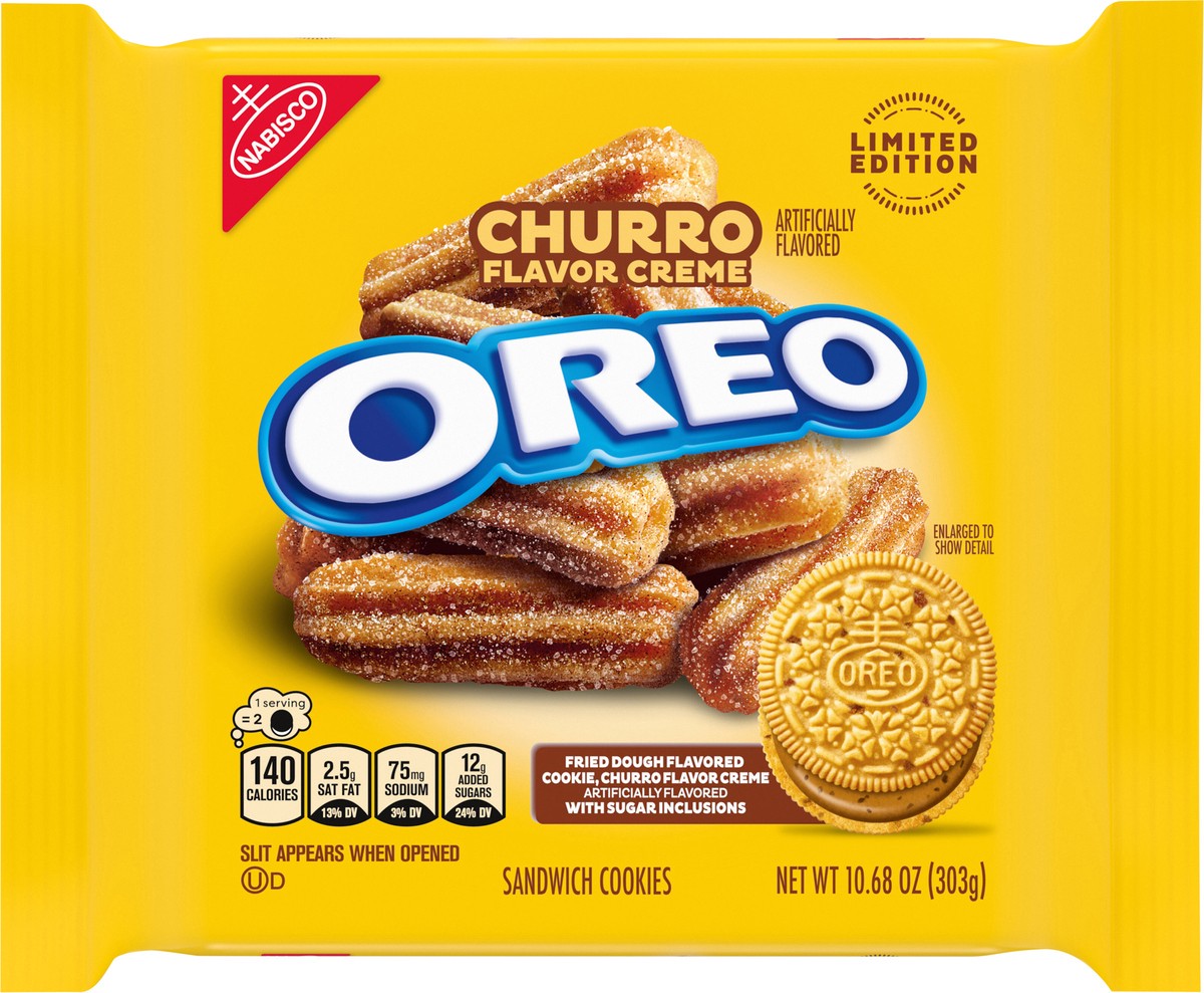 slide 8 of 13, OREO Churro Creme Sandwich Cookies, Limited Edition, 10.68 oz, 10.68 oz