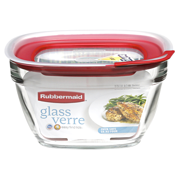 slide 1 of 1, Rubbermaid Glass Food Storage Container, 1 ct