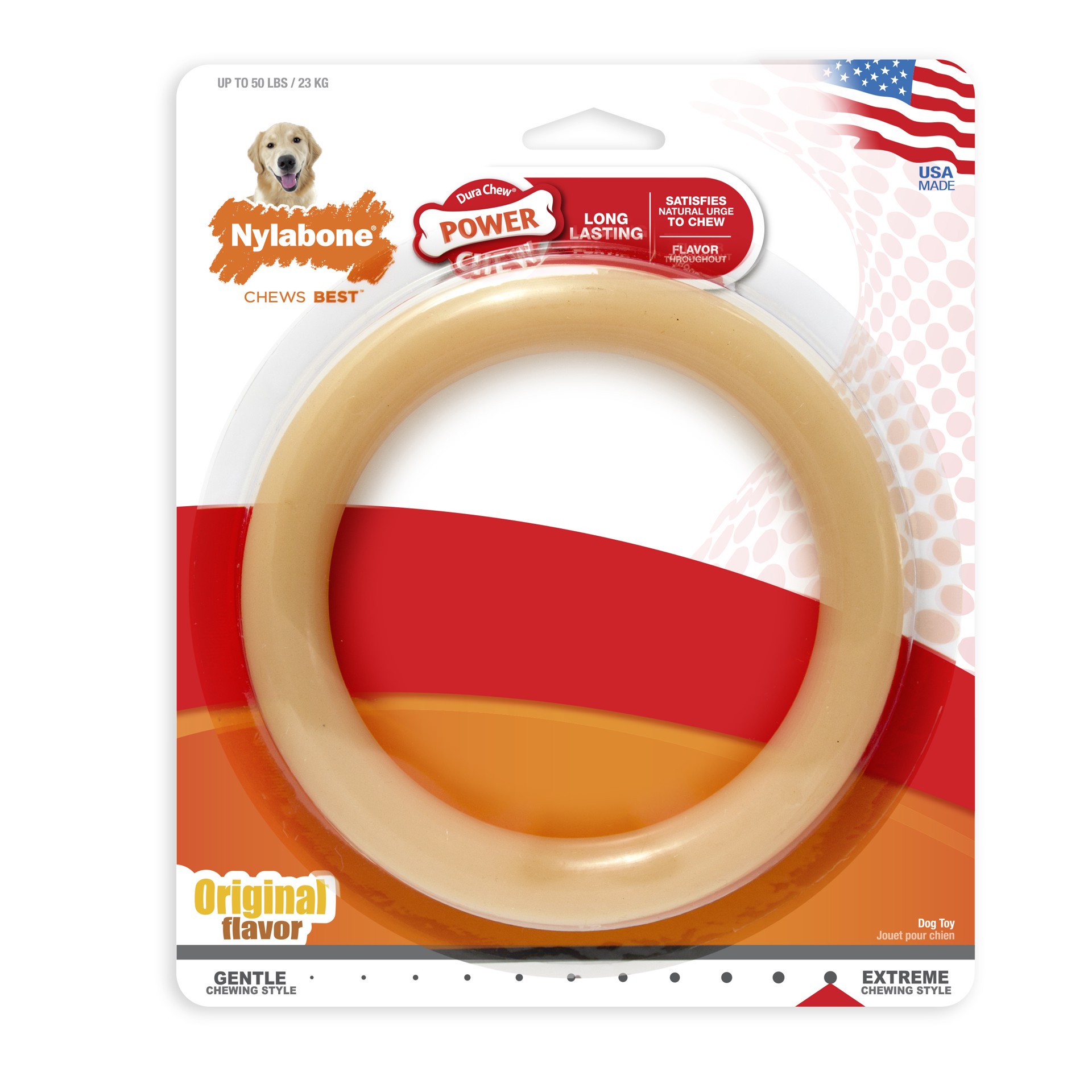 slide 1 of 9, Nylabone Power Chew Ring Dog Chew Toy Original Large/Giant - Up to 50 lbs.(1 Count), medium; 4.64 oz