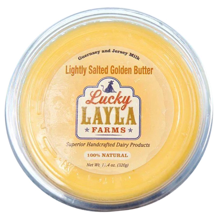 slide 1 of 1, Lucky Layla Farms Lightly Sea Salted Golden Butter, 12 oz