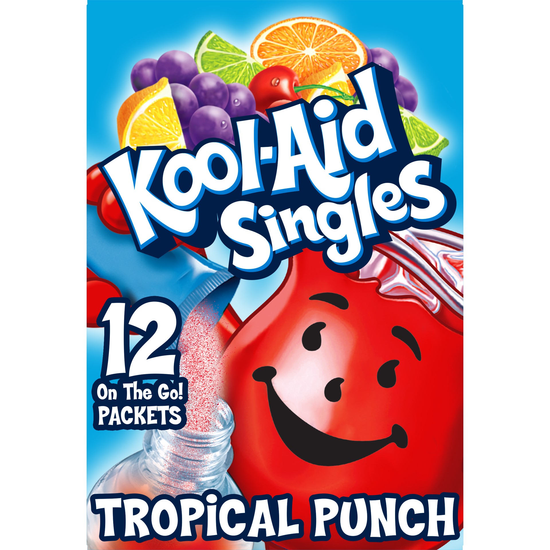 slide 1 of 5, Kool-Aid Singles Sugar-Sweetened Tropical Punch Artificially Flavored Powdered Soft Drink Mix, 12 ct On-the-Go-Packets, 12 ct