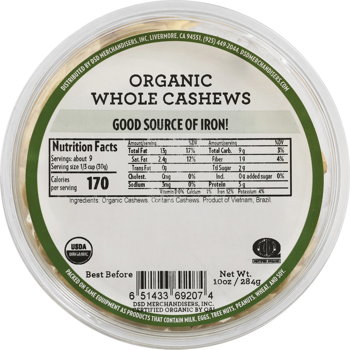slide 7 of 9, DSD Merchandisers Cashews Raw Organic - 10 Oz, 10 oz