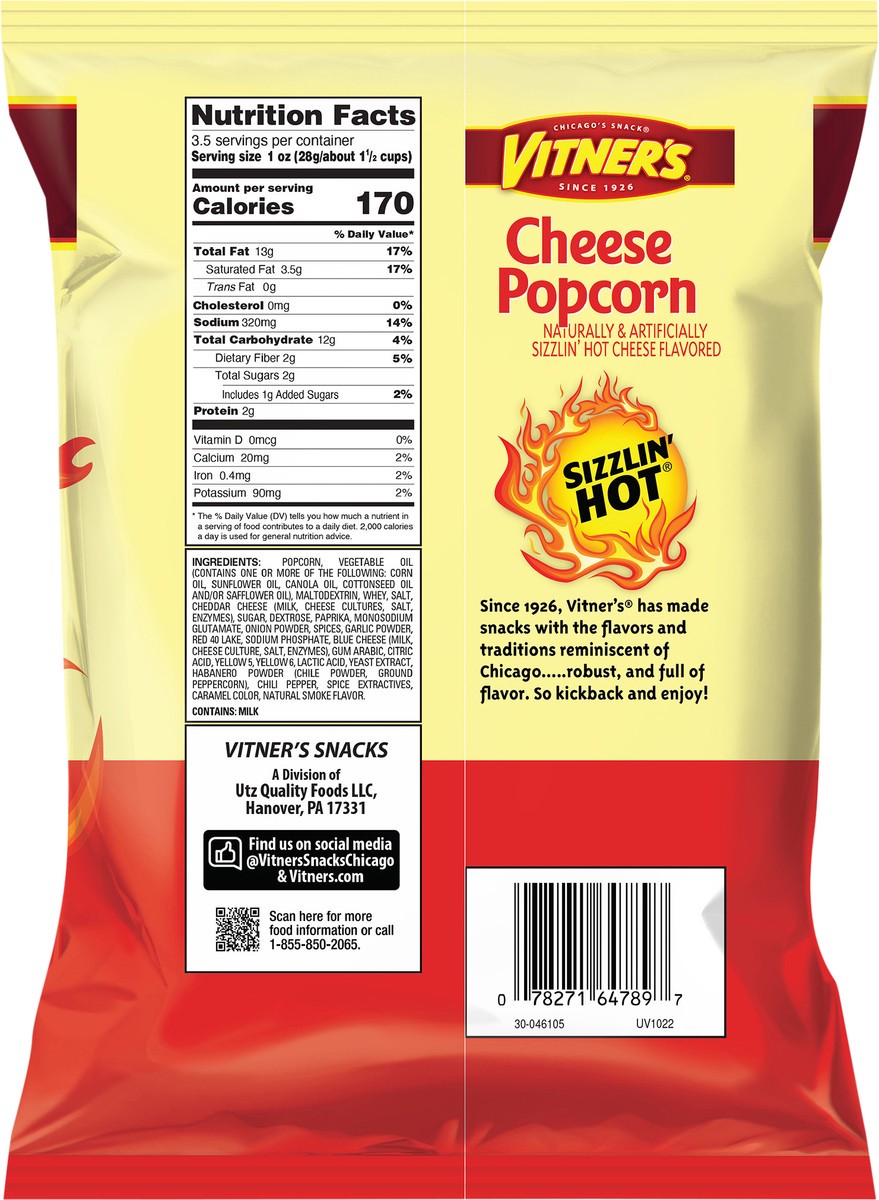 slide 8 of 9, Vitner's 3.5 oz Vitner's Sizzlin' Hot Popcorn, 3.5 oz